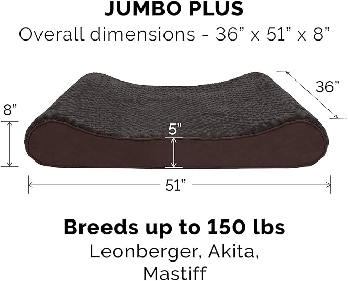 Furhaven Replacement Dog Bed Cover Ultra Plush Faux Fur & Suede Contour Luxe Lounger, Machine Washable - Chocolate, Jumbo Plus (XX-Large)