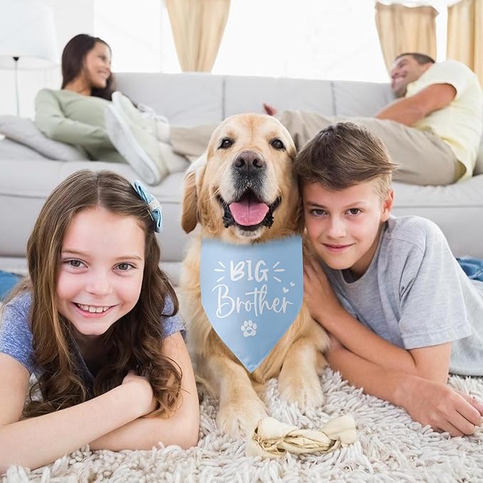 Big Brother Dog Bandana Pregnancy Announcement Gender Reveal Baby Announcement Photo Props Dog Scarf Accessories Blue Pet Bandanas for Large Medium Small Dogs