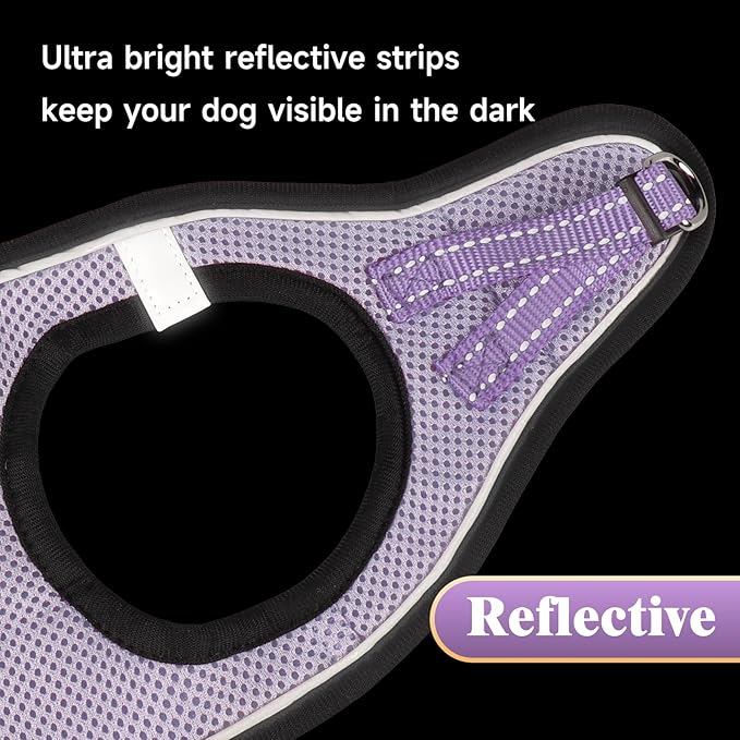 YIMEIS Dog Harness and Leash Set, No Pull Soft Mesh Pet Harness, Reflective Adjustable Puppy Vest for Small Medium Large Dogs, Cats (Taro Purple, Small (Pack of 1)