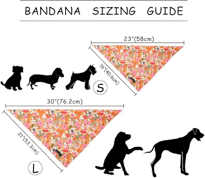 ARING PET Floral Dog Bandanas, Flower Leaf Triangle Scarf for Small Medium Large Boy Girl Dogs-Size S