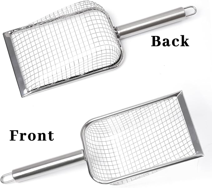 SUMERSHA Cat Litter Scoop Stainless Steel Mesh Scooper for Litter Box Kitten Pooper Lifter, Beach Mesh Shovel for Shell Collecting