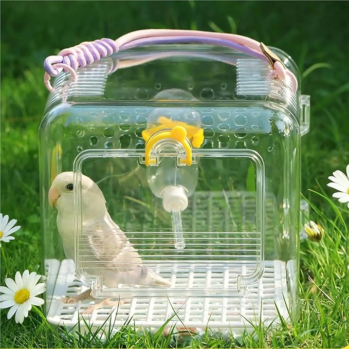 Portable Bird Travel Carrier Cage - Breathable Parrot Carrying Box for Cockatiels, Budgies, and Parrotlets Supplies