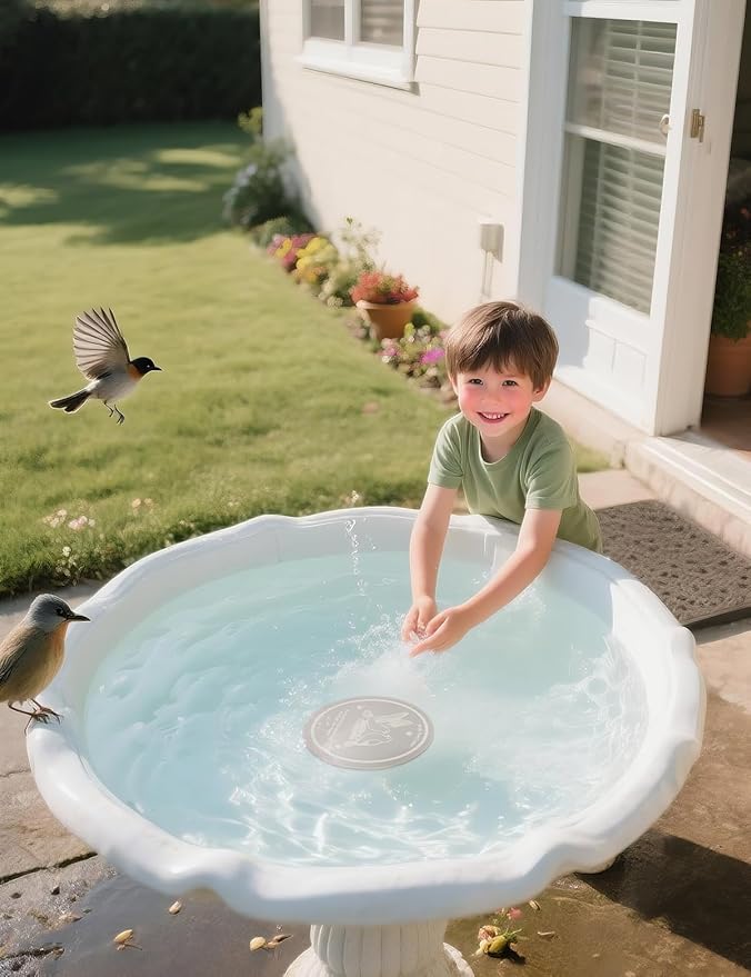 CNARIO 2 Pcs Water Purification Disc for Birdbaths, Bird Baths 99.99% Pure Copper Cleaning Disk, Safe Natural Solution for Bird Bath, 0.6mm Thick with Stable Triple-Point Support