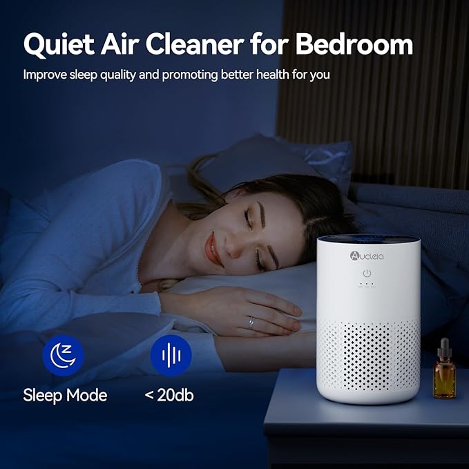 Air Purifiers for Bedroom Home with H13 True HEPA Filter, 20dB Quiet Air Cleaner for Pets Hair Dander Odor, Smoke Dust Pollen, Aromatherapy Function, White (Pack of 2)
