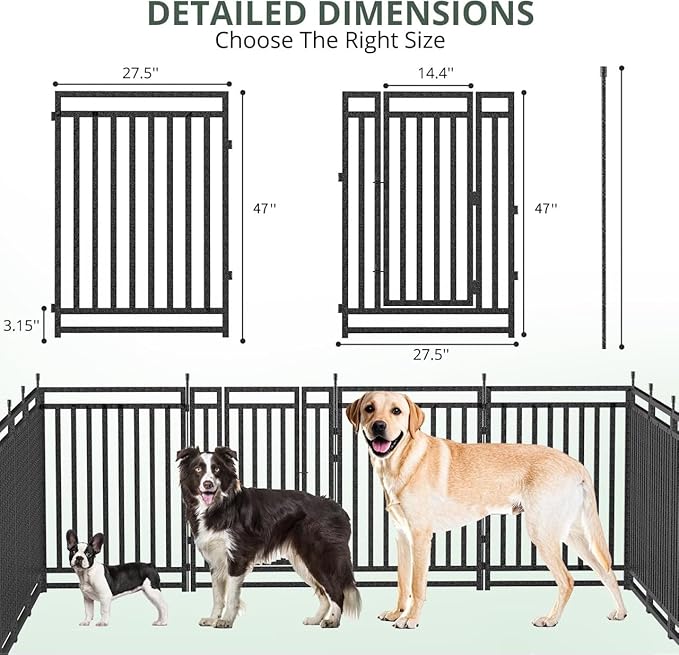Dog Playpen Dog Fence Outdoor for Yard 47" H with 32 Panels Sturdy Portable Puppy Playpen for Indoor Outdoor RV Camping Use - Black Silver