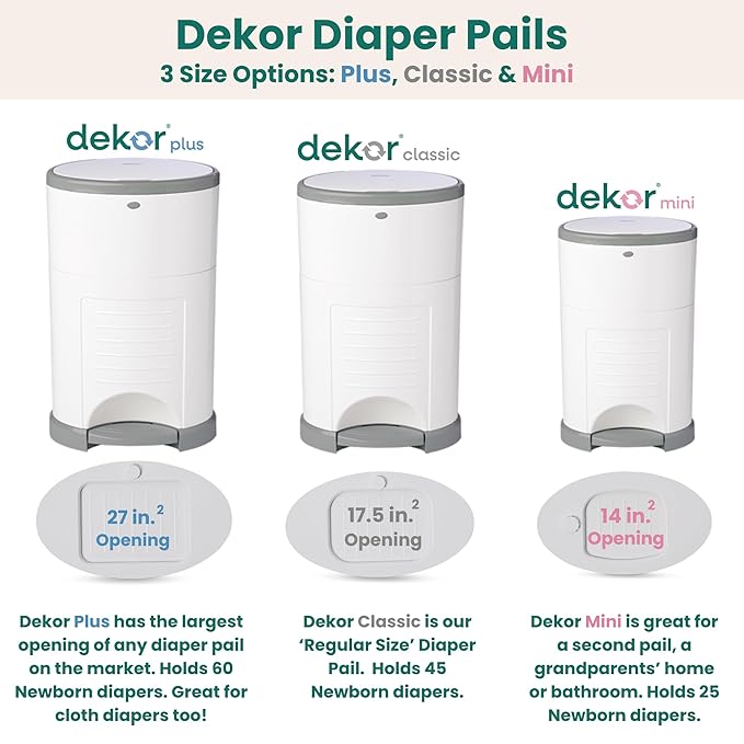Diaper Dekor EKO Plus Diaper Pail, White | ONLY Eco-Friendly Diaper Pail Made with 70% Recycled Materials | Hands-Free: Step–Drop–Done | Cost-Effective Refill System |Great Cloth Diaper Pail