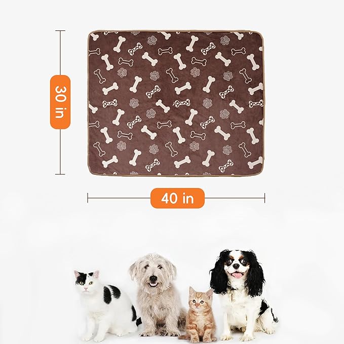 Waterproof Dog Blankets Pet Blanket, 30"x40" Cat Blanket for Indoor Cats, Soft Fluffy Sofa Car Bed Protector, Reversible Sherpa Fleece Puppy Blanket for Small Medium Dogs (Chocolate)