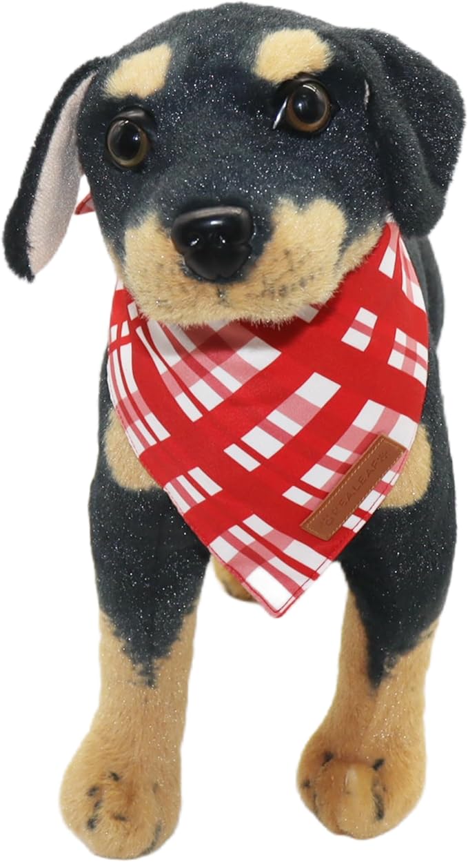 Realeaf Valentine's Day Dog Bandanas 2 Pack, Reversible Red Plaid Heart Dog Scarf for Boy and Girl, Premium Durable Fabric, Holiday Love Bandana for Large and Extra Large Dogs Pets (X-Large)