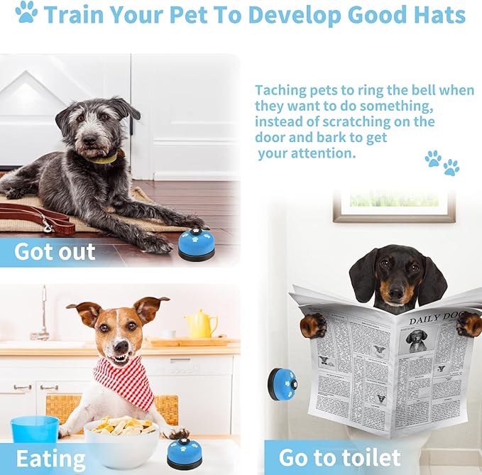 2 Pack Dog Doorbells, Pet Training Bells for Go Outside Potty Training and Communication Device Large Loud Dog Bell Cat Puppy Interactive Toys Adjustable Strap Door Bell (Light Blue)
