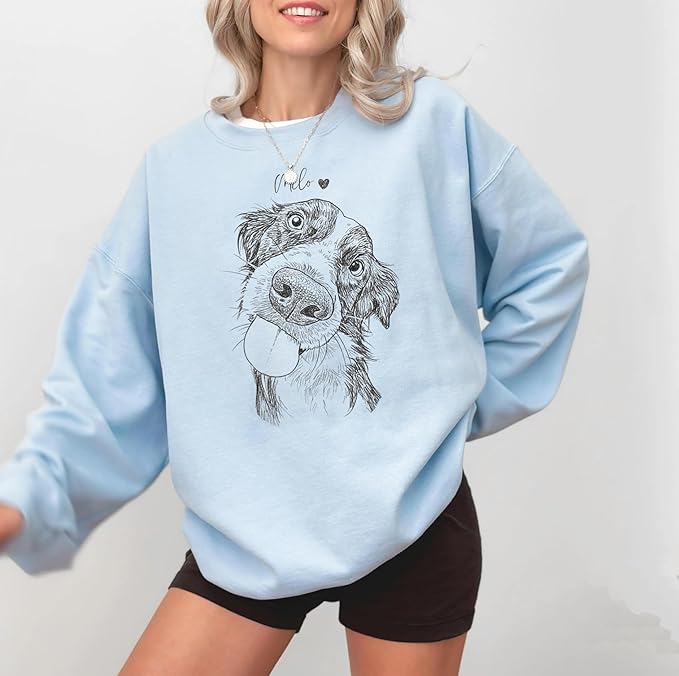 Custom Pet Sweatshirts with Photo and Name, Personalized Dog Sweatshirt, Gifts for Dog Mom, Dad