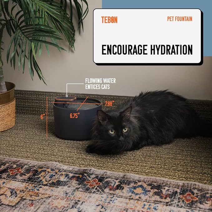 Tebon Cat Water Fountain – Automatic Pet Water Dispenser & Drinking Bowl – Versatile Cat Fountain for Cats – Automatic Pet Water Fountain
