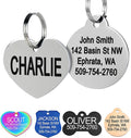 GoTags Stainless Steel Pet ID Tags, Personalized Dog Tags and Cat Tags, up to 8 Lines of Custom Text, Engraved on Both Sides, in Bone, Round, Heart, Bowtie and More (Heart, Small (Pack of 1))