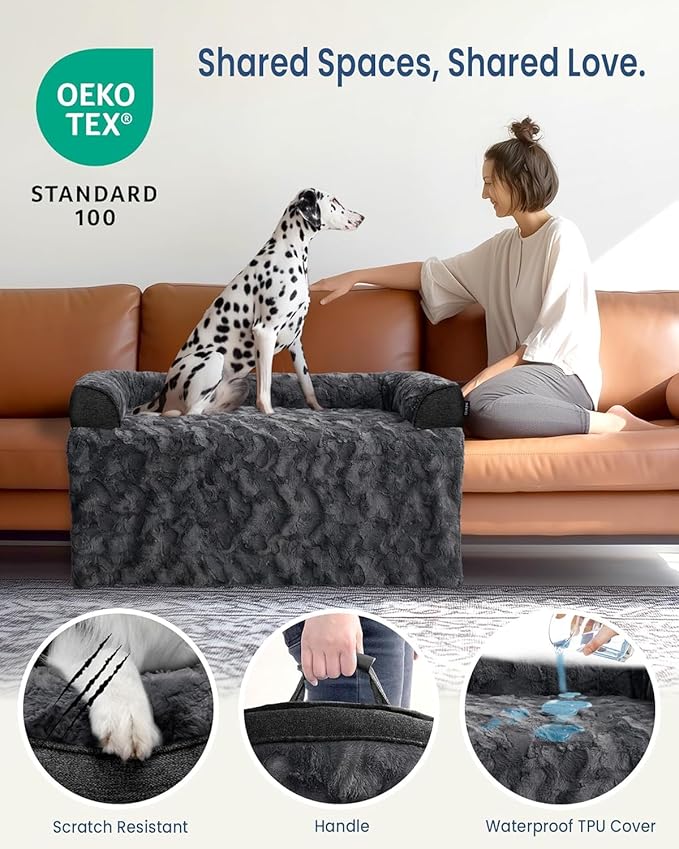 Calming Dog Beds, Extra Large Fluffy Plush Dog Mat for Furniture Protector with Removable Washable Cover for Large Medium Small Dogs and Cats,53 x 39 inch