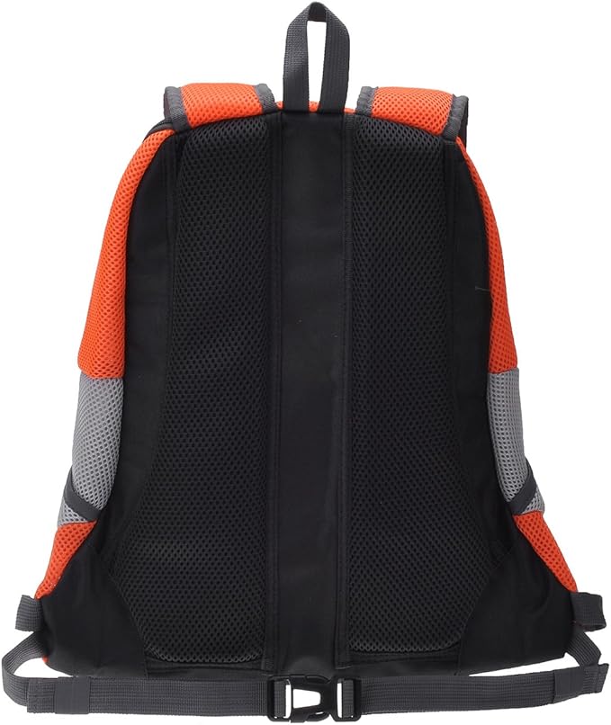 Mogoko Airline Approved Cat Dog Backpack, Puupy Pet Carrier Front Bag with Breathable Head Out Design and Double Mesh Padded Shoulder for Outdoor Travel Hiking (M, Orange)