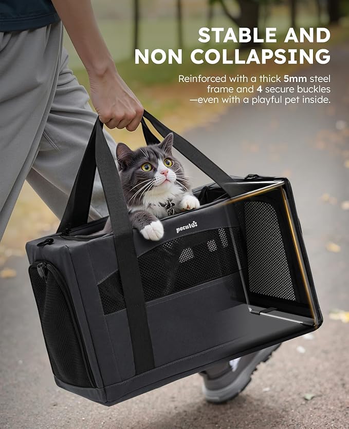 Pecute Cat Carrier Stable XL, Pet Carrier Breathable and Portable, Cat Carriers Bag with Scientific Hidden Partition, Dog Carrier Suitable for Travel and Outing, Gray