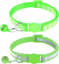 2 Pack Breakaway Cat Collars with Bells, Reflective Design and Claw Print Design, Safety Buckle, Adjustable 7.5-12.5 Inches for Kittens & Cats (Fluorescent Green)