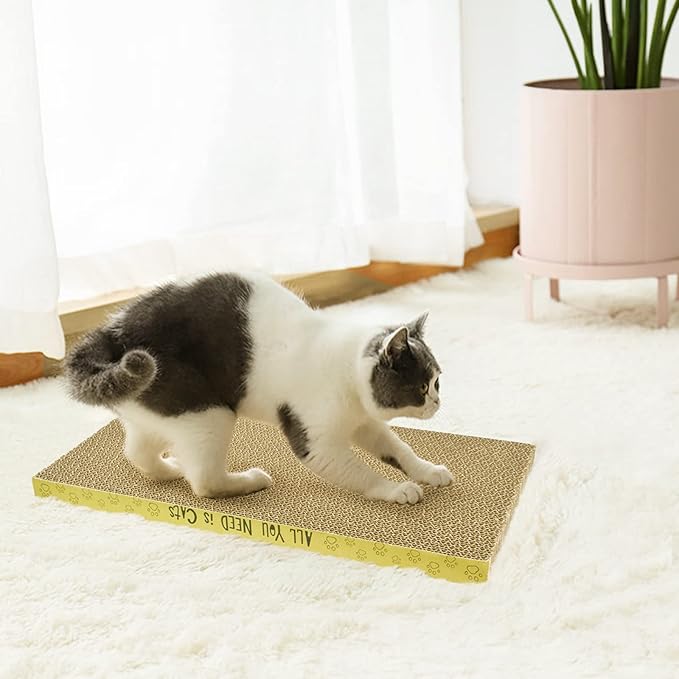 3 Pack Cardboard Cat Scratcher Pads Cat Scratching Board for Indoor Cats 16.5″Lx8.1″Wx0.8″H Dual-Side Corrugated Cats Scratching Post Reusable Supplies