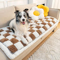 FUNNY FUZZY Pet Couch Covers for Sofa, Couch Covers for Dogs Washable Dog Couch Cover Protector Cream-Colored Furniture Sofa Covers for Dog Handmade Pure Cotton Pet Bed Mat (Brown, 23.6"×70.9")