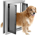 Large Dog Door, Weatherproof Aluminum Dog Door with Automatic Closing Double Panels Easy to Install Pet Door for Large Dogs and Cats, Closing Panel Included