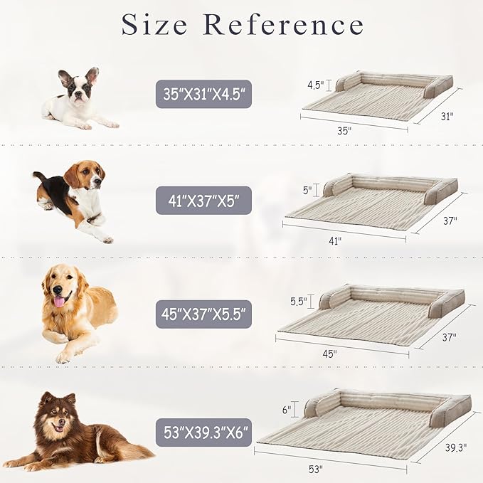 WINDRACING Luxury Dog Couch Bed, Washable Calming Dog Couch Cover, Couch Protector for Dogs, Waterproof Sofa Bed, Pet Bed Mats for Sofa, Pet Sofa Covers Beige (2XL:53"X39.3"X6"