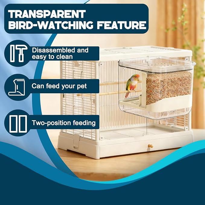 No Mess Bird Feeder for Cage, Hanging Bird Bath for Cage for Lovebirds, Finches, Parakeets, Budgies, and Other Small to Medium Birds