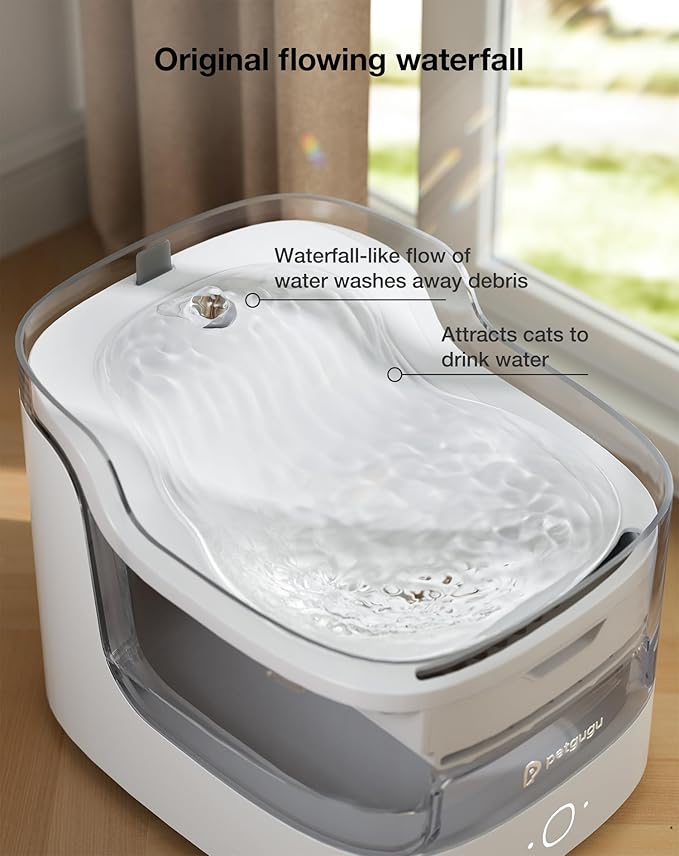 Cat Water Fountain 2L Automatic Pet Water Dispenser for Cats and Dogs 8-Layer Filtration System Wireless Pump 2.4G WiFi Smart Control Food-Grade Material Indoor Pet Water Bowl(PF1L)