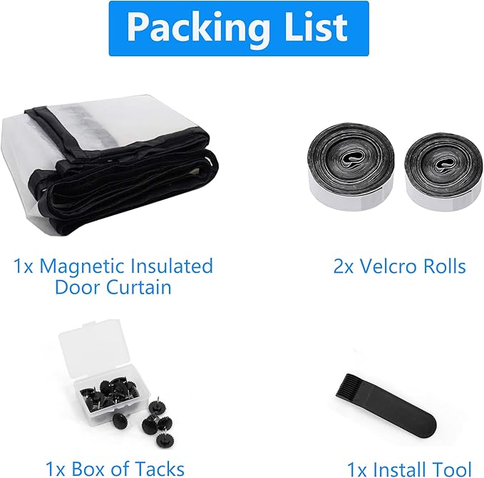 RELIANCER Magnetic Thermal Insulated Door Curtain,Waterproof EVA Door Cover,Fit Doors Size Up to 60"x80",Temperature Protection Insulated Doorway Curtain Partition,Patio Self-Closing Doors Net Screen