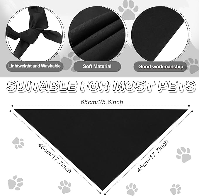 Abbylike 20 Pcs Sublimation Blank Dog Bandanas Plain Bandanas for Dogs Heat Transfer Triangle Bibs DIY for Puppy Cat Pets Birthday Costume Accessories Party Decoration (Black,Small)