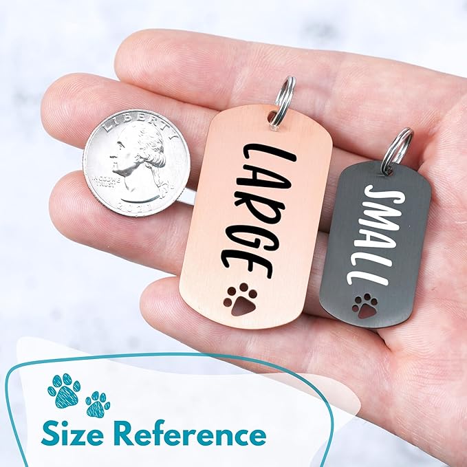 Ultra Joys Dog Tags Personalized for Pets - Hollow Paw Custom Pet ID Tag - Engraved Dog Tag for Small, Large Dogs - Large Military Dog Tag in Rose