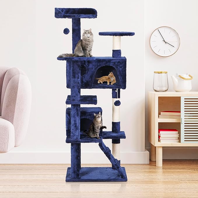 Nova Microdermabrasion 54 in Cat Tree Tower for Indoor Cats Multi-Level Cat Condo Cat Bed Furniture with Scratching Post Kittens Activity Center