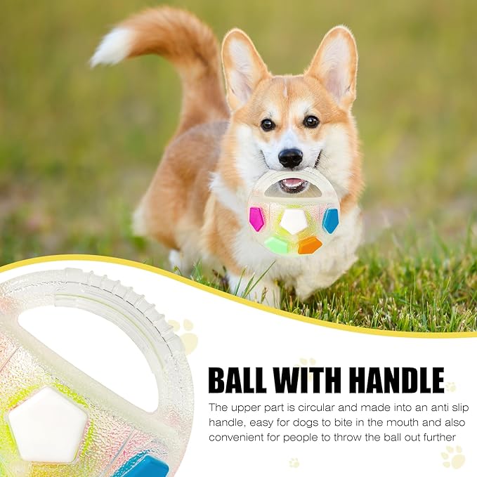 Dog Toy Ball with Handle, Toss and Fetch Play, Interactive Ball for Dogs Playing, Squeaky Floating (2pc)
