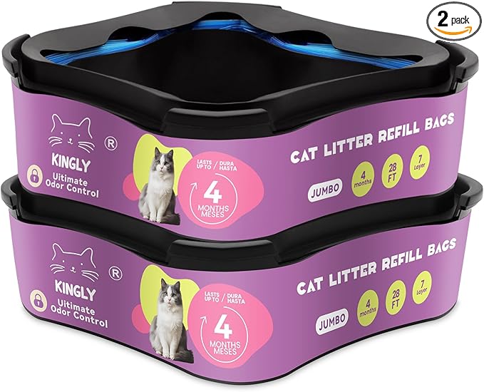 Premium Cat Litter Refill Bags |Jumbo 28FT 2-Pack | Lasts Up to 4 Months | 2 Cartridges for Superior Odor Control