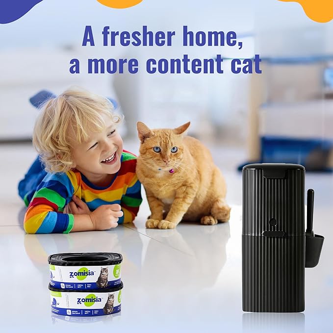 2 Pack Cat Litter Refill Bags, Non-See-Through Jumbo 60FT Cartridge Refill Total Up to 36 Weeks (Over 8 Months) Per Cat for Odor Control, Compatible with Genie Standard, Plus, Style, Design