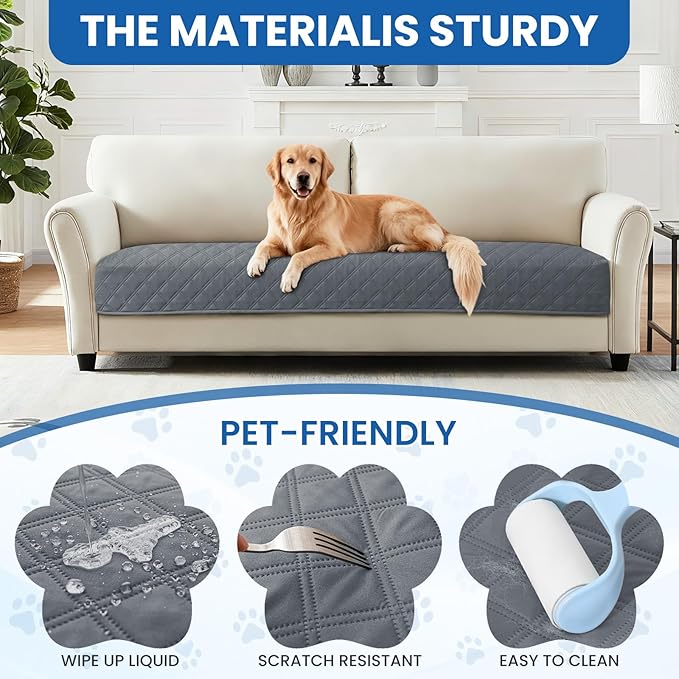 Waterproof Dog Bed Cover, Non-Slip Dog Blanket for Couch, Couch Covers for Dogs Washable, Pet Blanket for Furniture, Pet Bed Mat for Sofa, Car, Pet Supplies (82x120 Inch, Dark Grey)