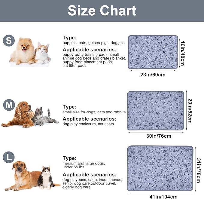 Dono 1 Pack 3 Dog Blankets, Soft Fluffy Fleece Pet Blanket Warm Sleep Mat Paw Print Design Puppy Kitten Throw Blankets Doggy Blanket for Dogs