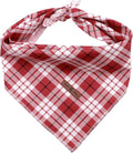 Lionet Paws Christmas Dog Bandana Washable Cotton Handkerchief Scarf Triangle Bandana for Small Medium Large Dogs Red Grid