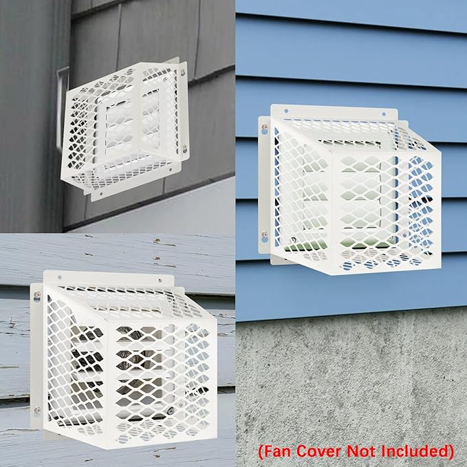 Dryer Vent Bird Guard,Dryer Vent Cover Guard for Most 5" to 6" Bathroom Exhaust Fan Cover Ventilation,8.5"Lx8.5"Wx6"H Steel Ventilation Bird Cage for Bath Exhaust Fan Cover,White,2PCS