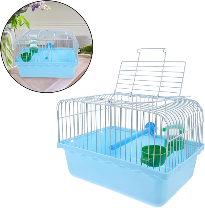 BESPORTBLE Portable Bird Travel Carrier Cage with Perch Food Box Waterer Transparent Bird Parrot Carrier Cage