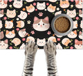 Cat Feeding Mat 24x16 inch Black Kitten Print Pet Bowl Placemat Non Slip Floor Mat for Food and Water Indoor Kitty Feeding Station Cute Meal Pad for Small Pets Kitchen Use