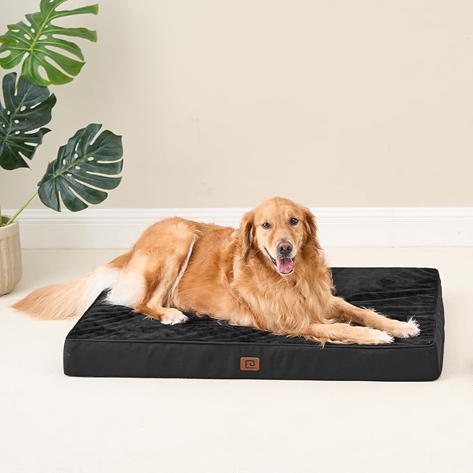 EHEYCIGA Waterproof Dog Bed Orthopedic 41"x27", Memory Foam Pet Bed for XLarged Dogs, Washable Pet Mat with Removable Cover, Black
