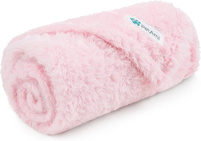 PetAmi Dog Blanket for Small Dogs Pink, Fluffy Soft Puppy Blanket, Sherpa Fleece Cat Blanket for Kitten Doggie, Calming Pet Blanket Throw for Couch Sofa Bed Washable, Small 24x32