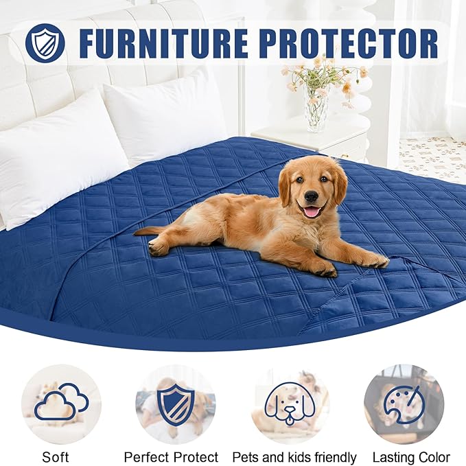Smiry Waterproof Dog Bed Cover Blanket 30x53, Soft Reversible Pet Blanket, Washable Leakproof Cats Dogs Couch Cover for Sofa, Couch, Furniture, Navy/Navy