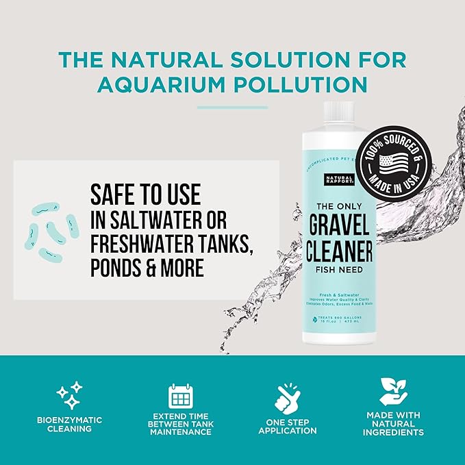 Aquarium Gravel Cleaner - Naturally Maintain a Healthier Tank, Reducing Fish Waste and Toxins (16 fl oz)