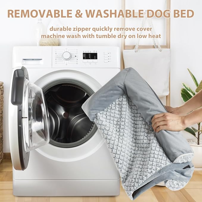 WNPETHOME Orthopedic Dog Beds for Extra Large Dogs, Waterproof Memory Foam XL Pet Bed with Sides, Non-Slip and Egg-Crate Foam Big Dog Couch Bed with Washable Removable Cover, Grey