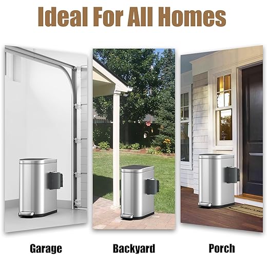 Dog Poop Trash Can Outside with Odor Control Lid & Step Pedal, 3.2Gal Stainless Steel Outdoor Trash Can, Waterproof Dog Waste Container Station - Includes Carbon Filters & Paw Stickers