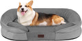 Dwanton Orthopedic Dog Bed for Medium Dogs with Gel Memory Foam, Waterproof Dog Sofa, Washable Pet Bed with Four Sided Bolster Cushion, Removable Cover & Non-Slip Bottom, 35", Medium Gray