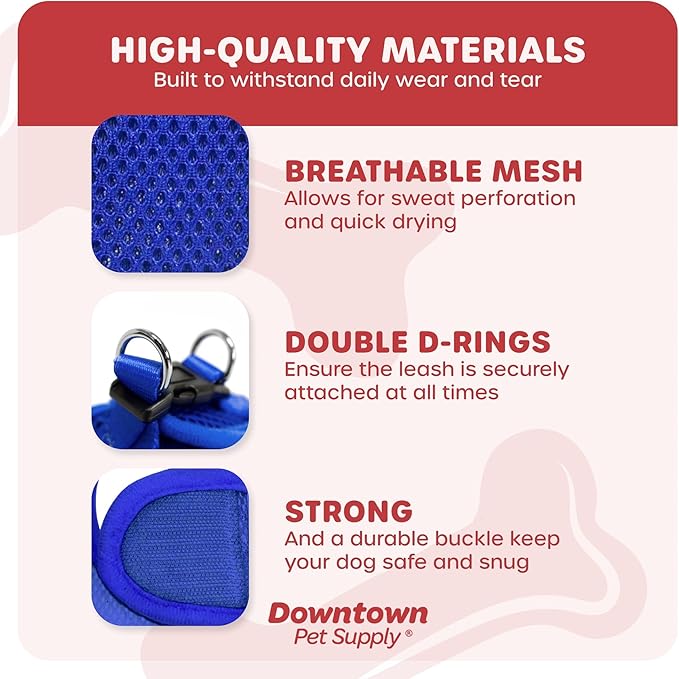 Downtown Pet Supply Step in Dog Harness No Pull, XX-Large, Blue - Adjustable Harness with Padded Mesh Fabric and Reflective Trim - Buckle Strap Harness for Dogs
