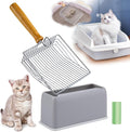 DHXYZZB Metal Cat Litter Scoop - Heavy Duty Litter Scooper & Speed Sifter with Comfortable Wood Grip - Washable Convenient Stand for Easy and Efficient Cleaning