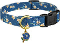 Cotton Handmade Dog Collar Cute and Distinctive Patterns Blue Tulip with Pendant for Girl Boy Dogs Collars L