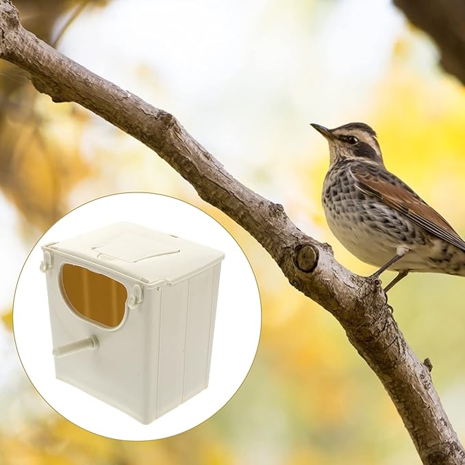 TEHAUX Parrot Breeding Box 5.1X3.9X5.1In Plastic Nesting Box Cage Mounted Bird House for Cockatiel Budgie Finch Conure with Hinged Cover Easy Clean